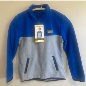 New! Eddie Bauer Fleece 1/4 Zip Youth Quest Fleece Pullover Boys kids Blue Small